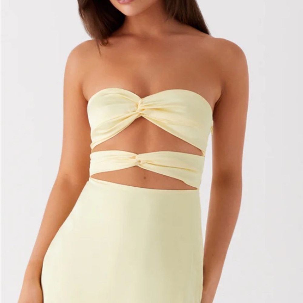 Elegant Yellow Strapless Dress